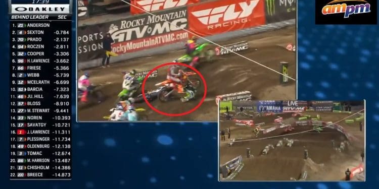 Vídeo: Eli Tomac atropelado na corrida principal do AMA 450SX em Ananheim