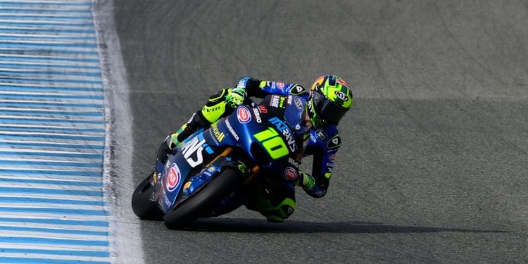 Diogo Moreira na frente do primeiro dia de testes de Moto2 em Jerez