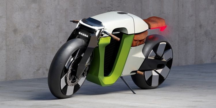 Skoda troca as quatro pelas duas rodas numa café racer futurista: Slavia B Concept