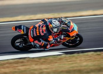 José Antonio Rueda set the pace in the wet during Moto3 FP2 at Silverstone