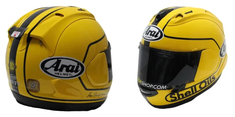 Capacete especial da Arai homenageia Joey Dunlop lenda do Isle of Man TT da Ilha de Man, e tem também ação e intuito solidário