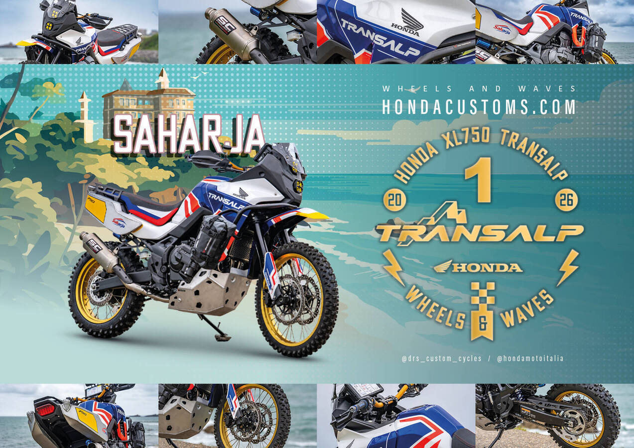 Uma XL750 Transalp preparada, da categoria off-road do Honda Customs 2026, nas imagens divulgadas pela Honda.
