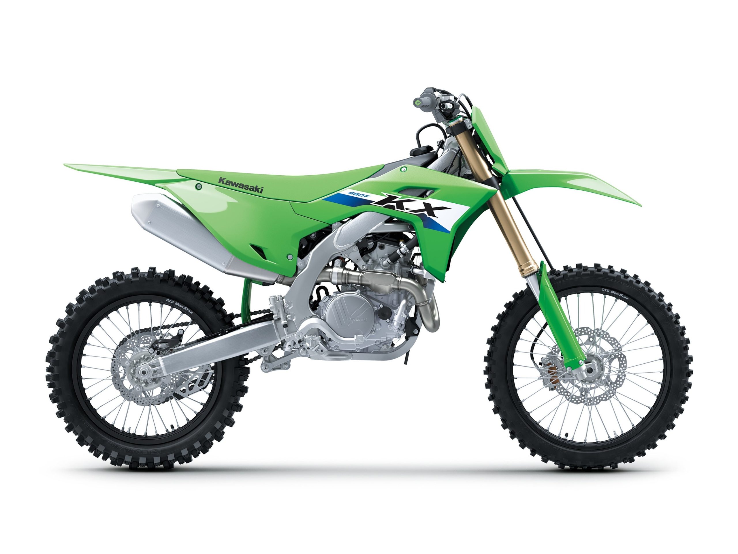 Na imagem, a nova Kawasaki KX450 de 2027, numa das fotografias oficiais do comunicado da Kawasaki Motors Japan