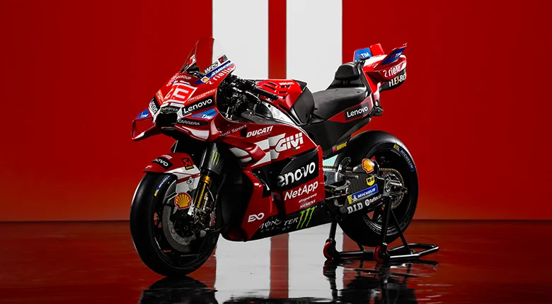 A Ducati Desmosedici GP26 apresentada para a época de 2026. Fotografia oficial da Ducati.