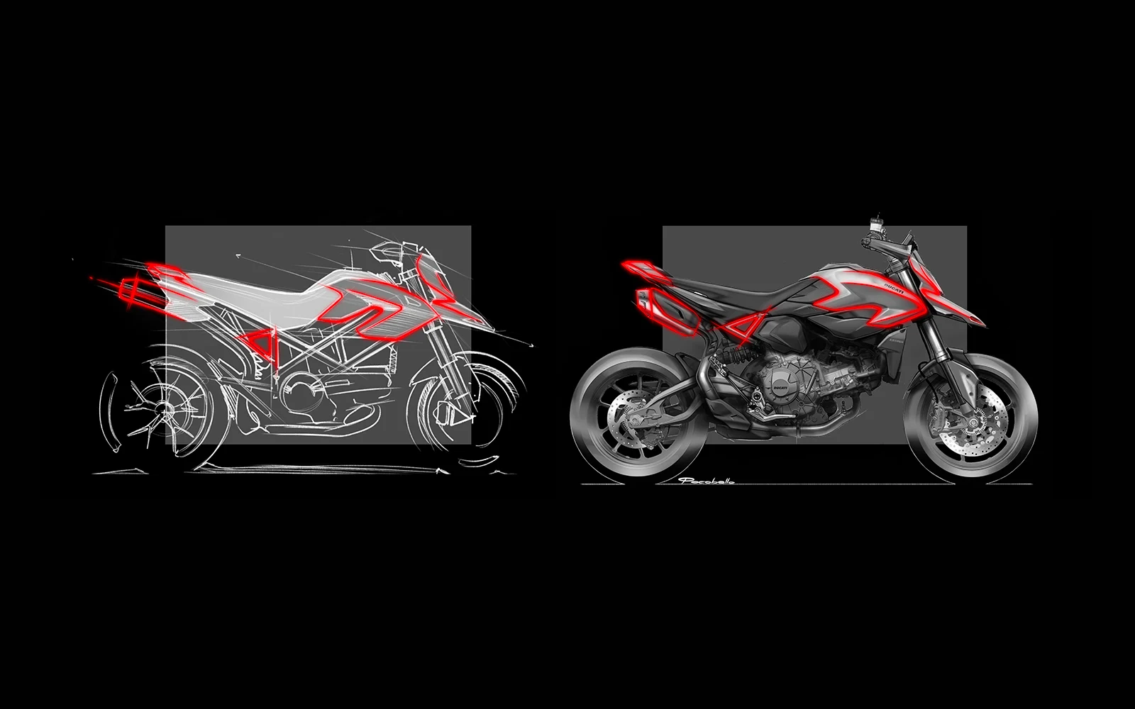 Na imagem, o Ducati Hypermotard V2, numa fotografia oficial da Ducati.