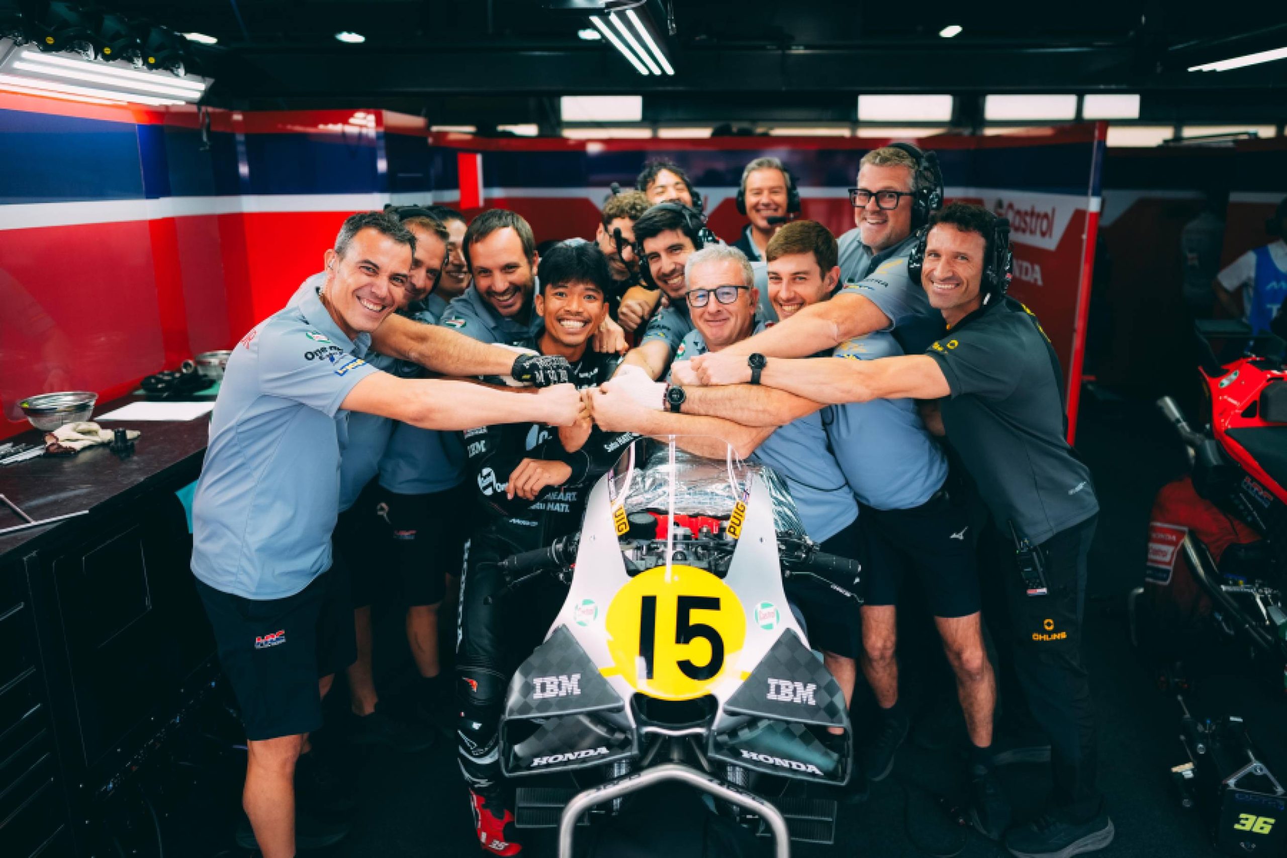 Somkiat Chantra, da Honda HRC Castrol, no domingo do Grande Prémio do Japão de 2026, em Motegi, dia da decoração dos 60 anos na Honda RC213V. Fotografia oficial da HRC.