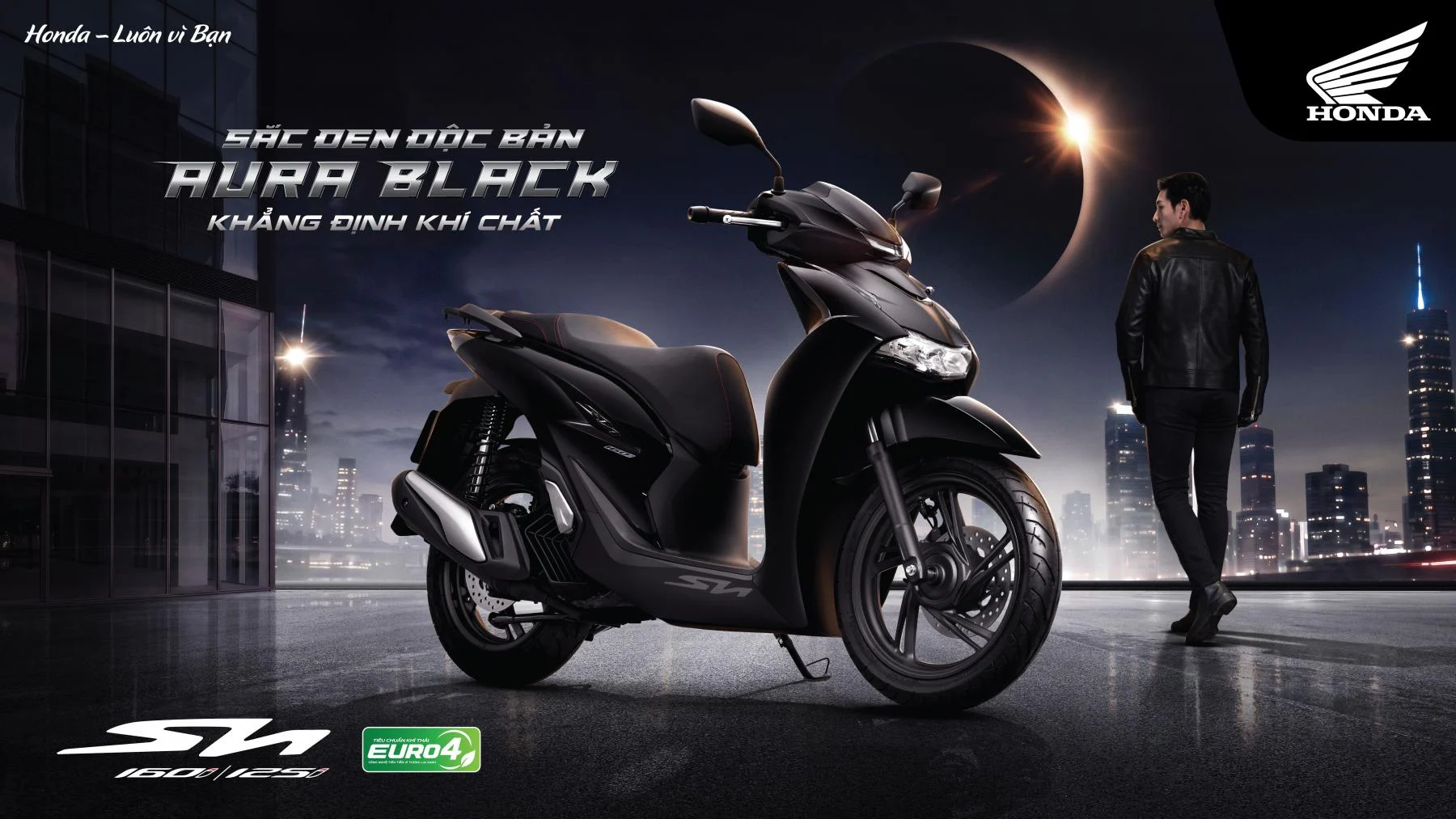 Na imagem, o Honda SH160i, numa fotografia oficial da Honda.