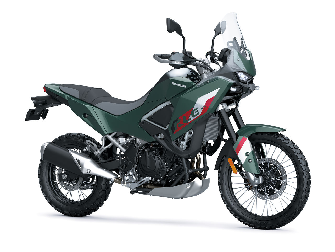 A Kawasaki KLE500 de 2026, numa imagem da galeria oficial da Kawasaki.