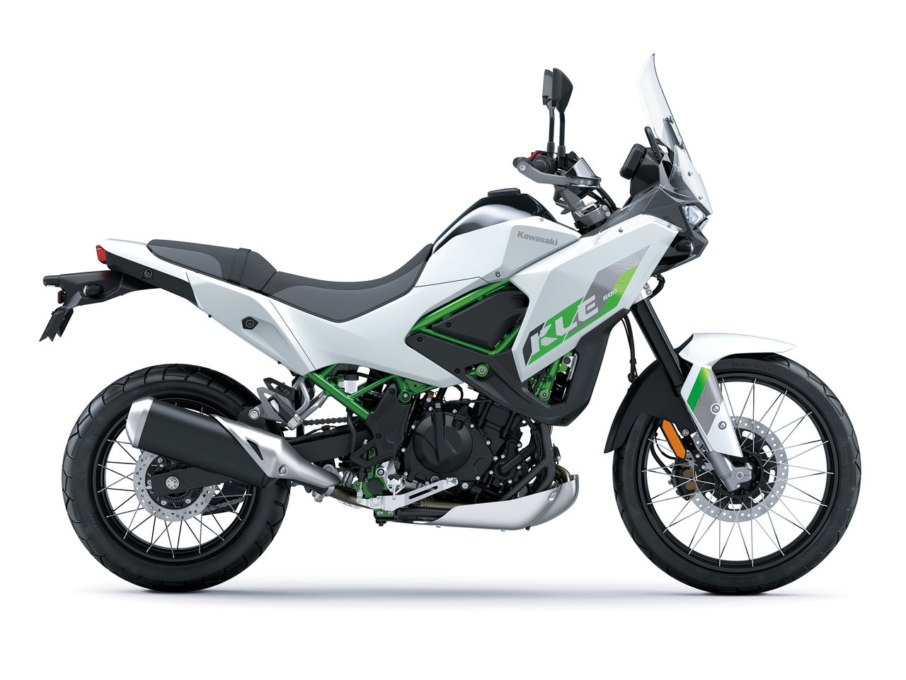 Outra vista da Kawasaki KLE500 SE Smartride de 2027, segundo a galeria oficial da marca.