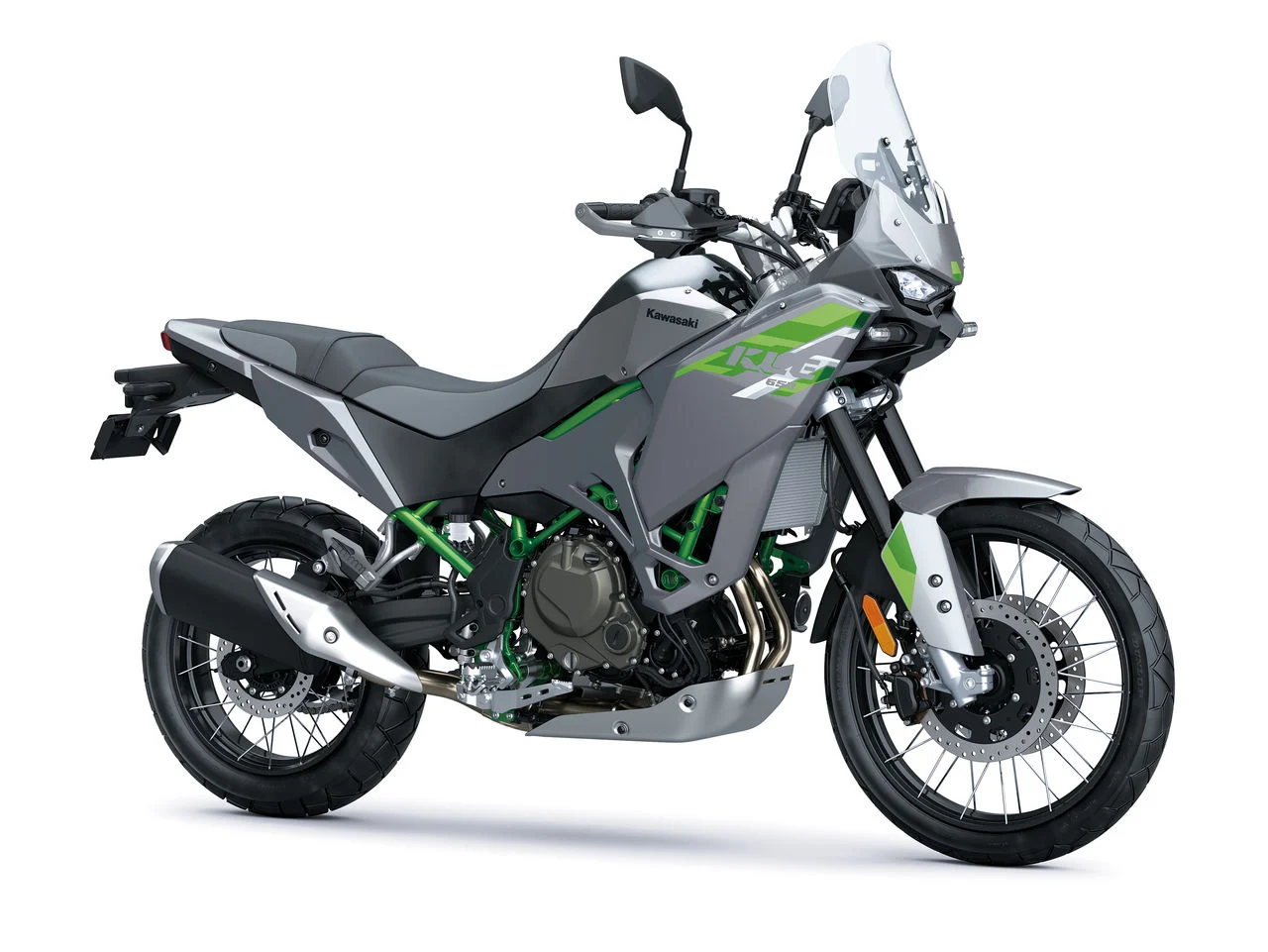Na imagem, o Kawasaki KLE650, numa fotografia oficial da Kawasaki.