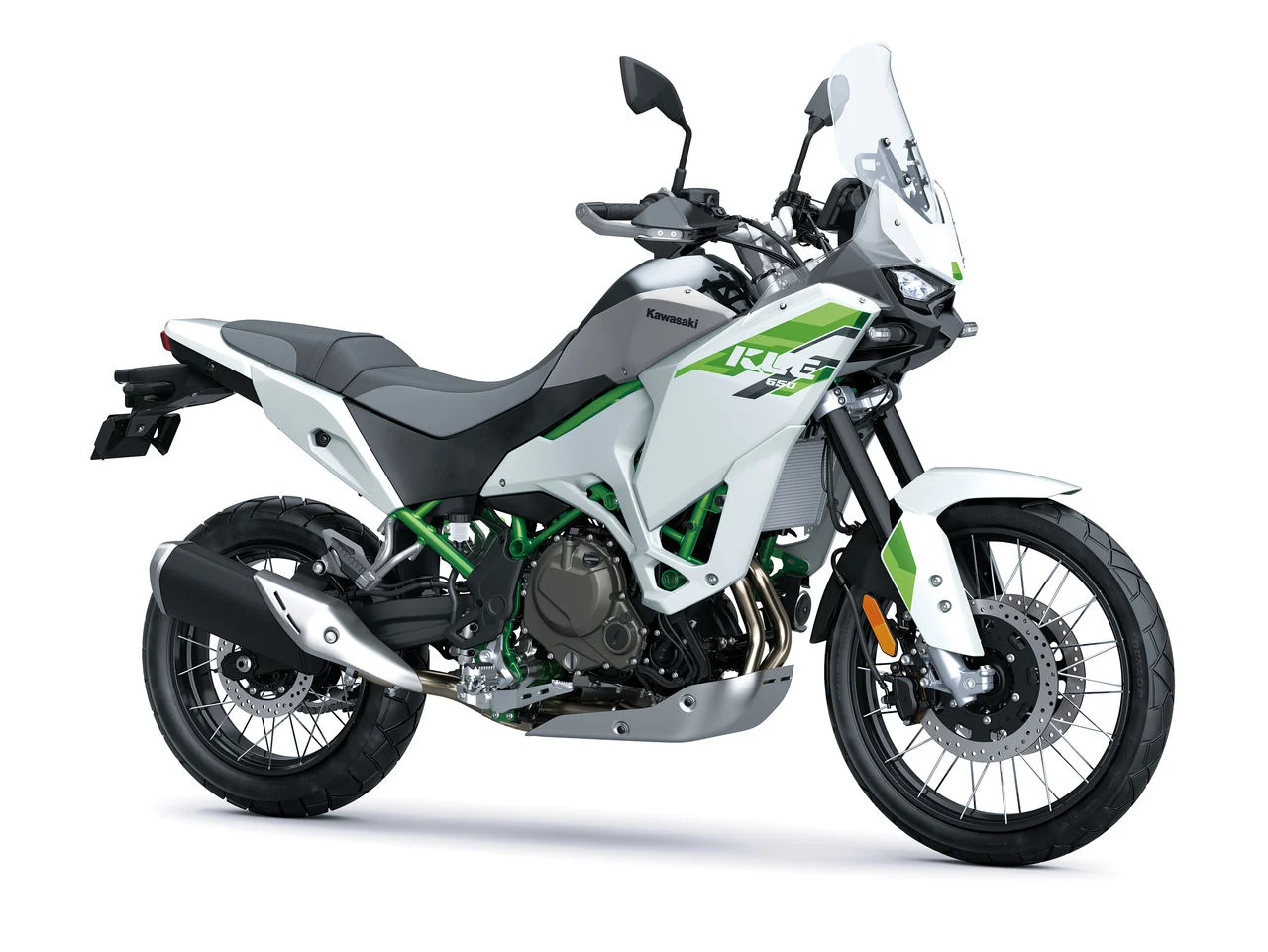 Na imagem, o Kawasaki KLE650, numa fotografia oficial da Kawasaki.