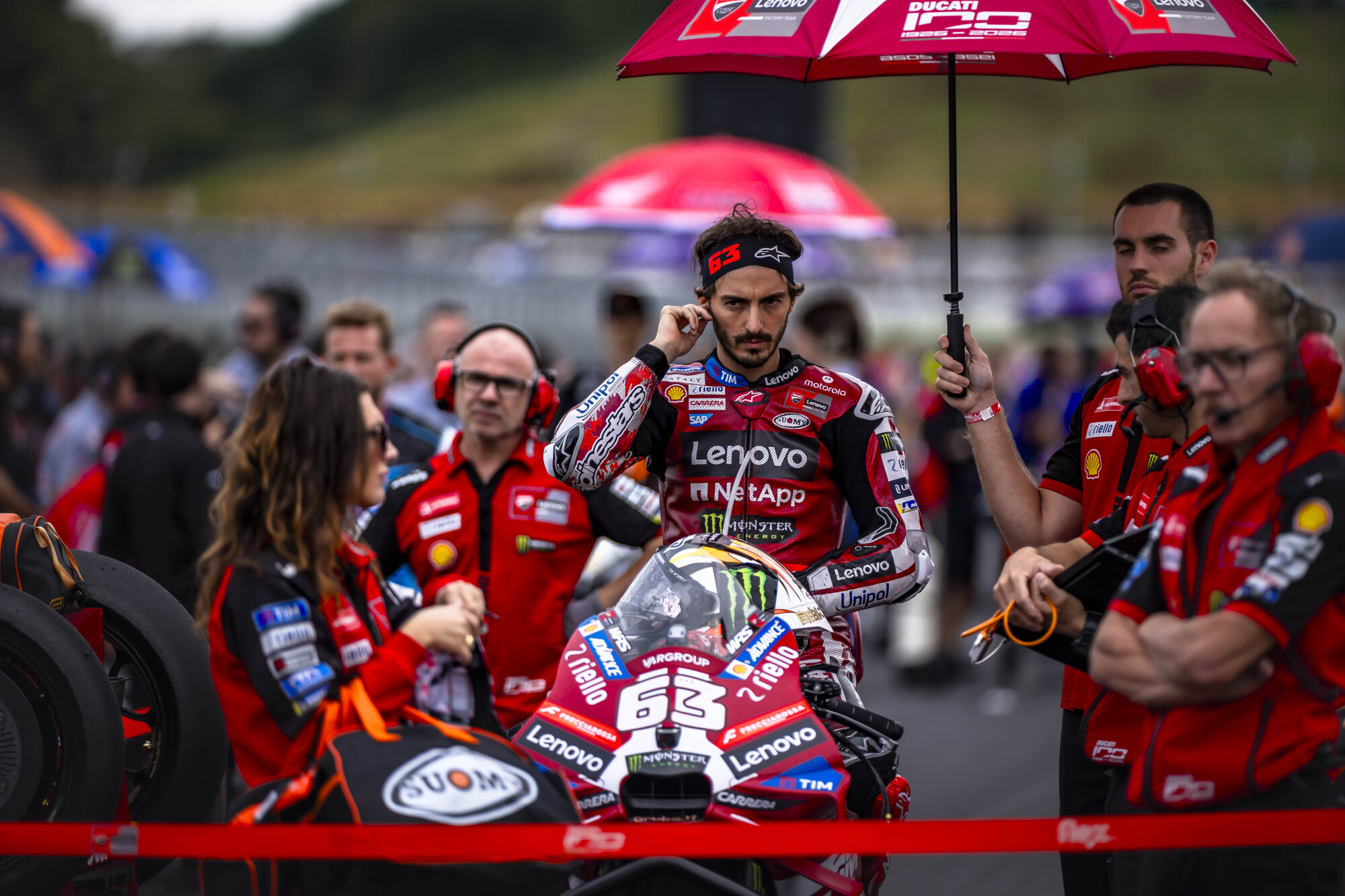 Marc Márquez, da Ducati Lenovo Team, nas imagens oficiais do GP do Japão de 2026.