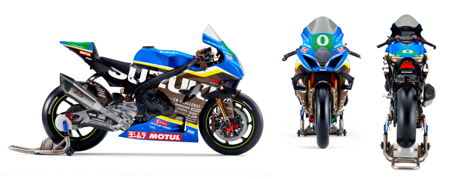 Suzuki GSX-R1000R da Team SUZUKI CN CHALLENGE de 2025; a Suzuki identifica a moto, mas a imagem não confirma visualmente o material dos guarda-lamas.