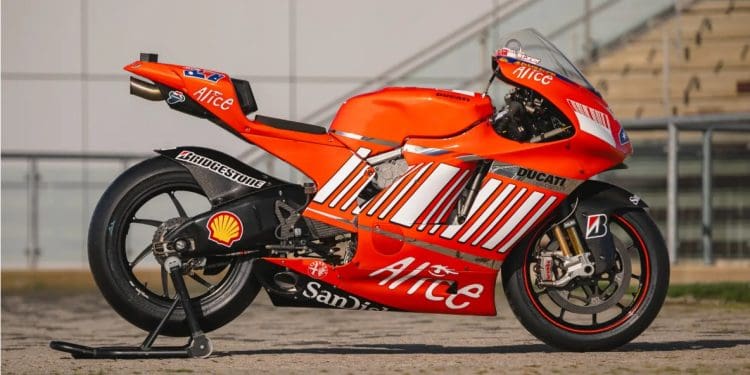 Ducati campeã do mundo MotoGP de Casey Stoner vai estar à venda em Silverstone